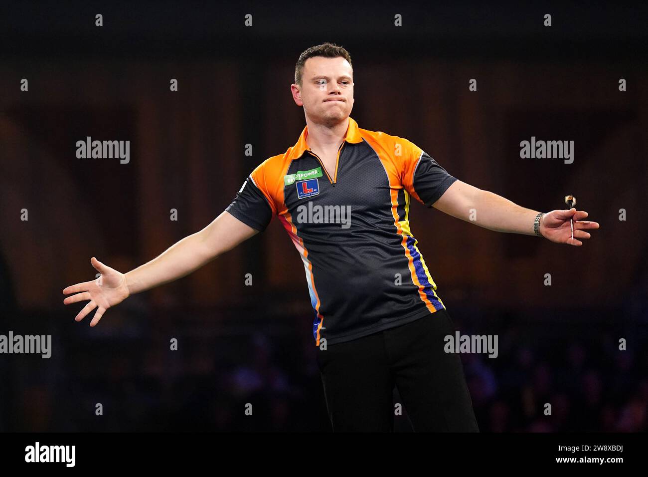 Jeffrey de Graaf reacts after beating Jose de Sousa (not pictured) on