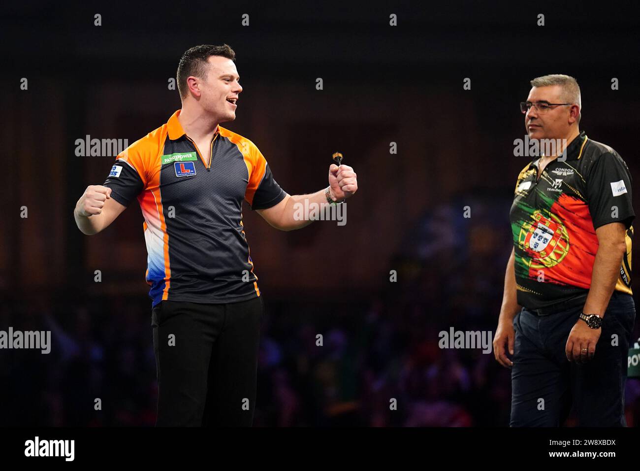 Jeffrey de Graaf reacts after beating Jose de Sousa (not pictured) on