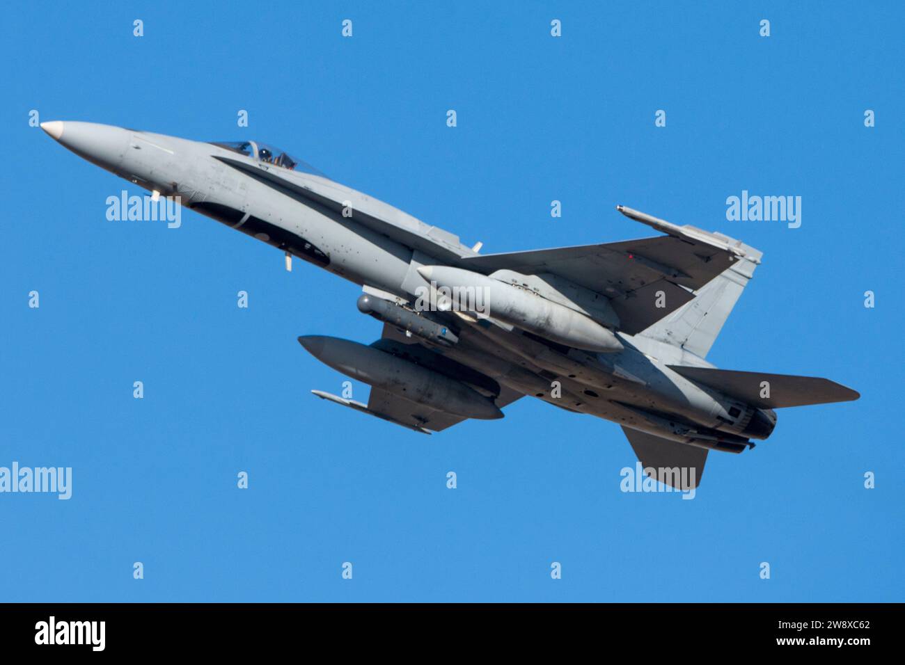 F-18 Hornet fighter plane taking off Stock Photo