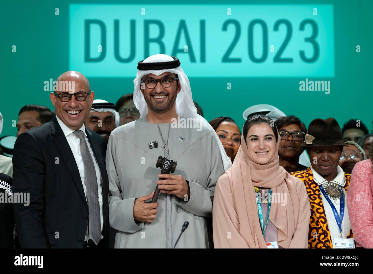 Simon Sultan United Nations Climate Chief Simon Stiell, from left, COP28 President ...