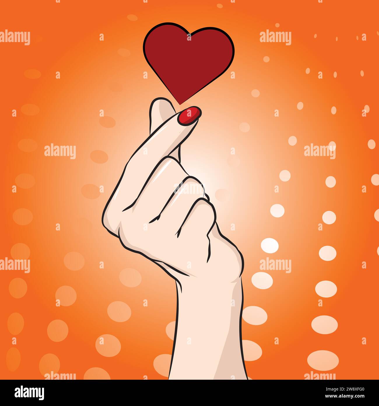 Finger heart. woman hand gesturing vector Stock Vector
