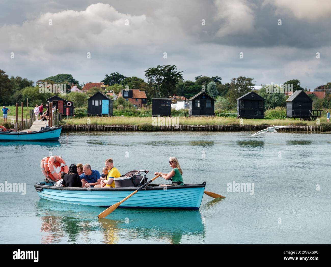 Southwold, Suffolk, England - The popular Southwold - Walberswick Ferry is a family run rowingboat ferry service across the River Blyth at Blackshore Stock Photo