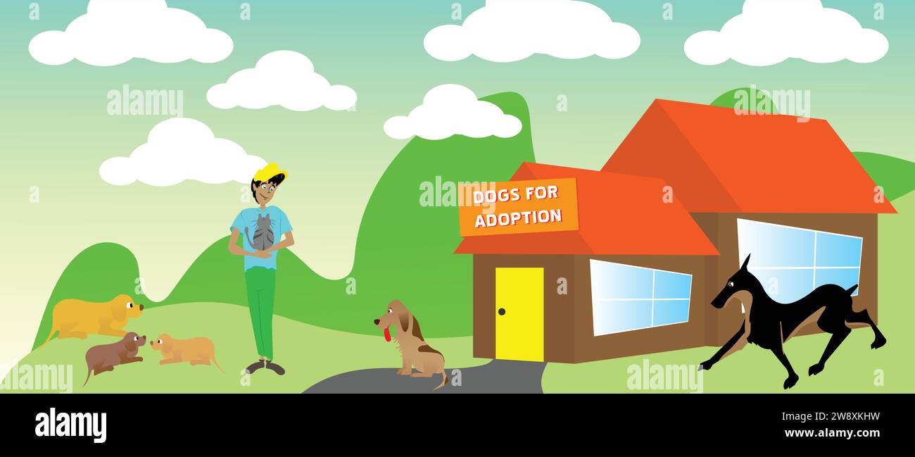 Illustration Animal Adoption Center Stock Vector