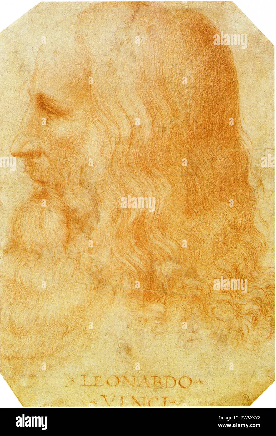 LEONARDO IN LATE MIDDLE AGE.PORTRAIT ATTRIBUTED TO FRANCESCO MELZI.1510-1512. Stock Photo
