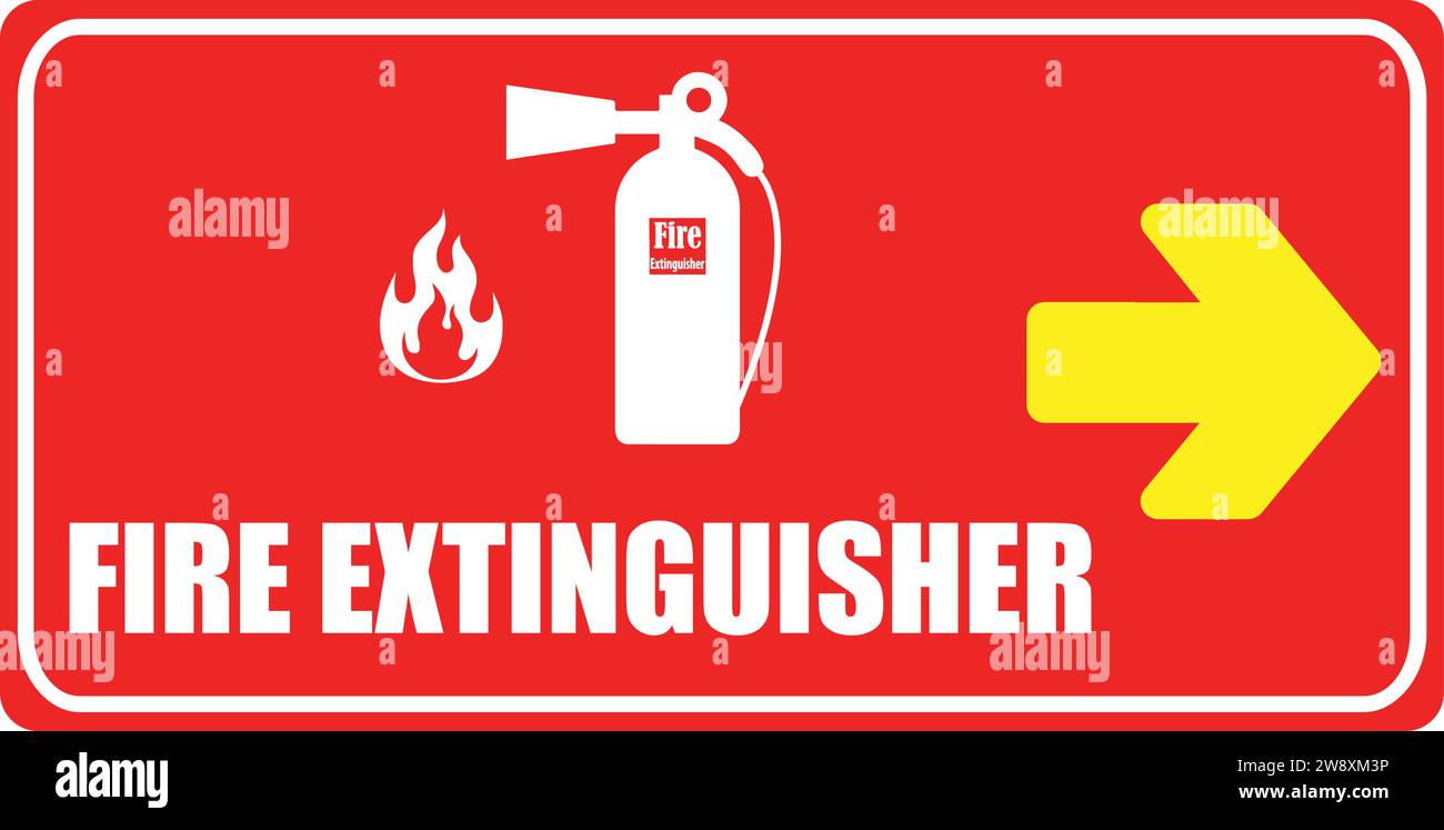 Fire indication icon | Fair Extinguisher Direction | Fire Extinguisher sign | Fire and Safety Stock Vector