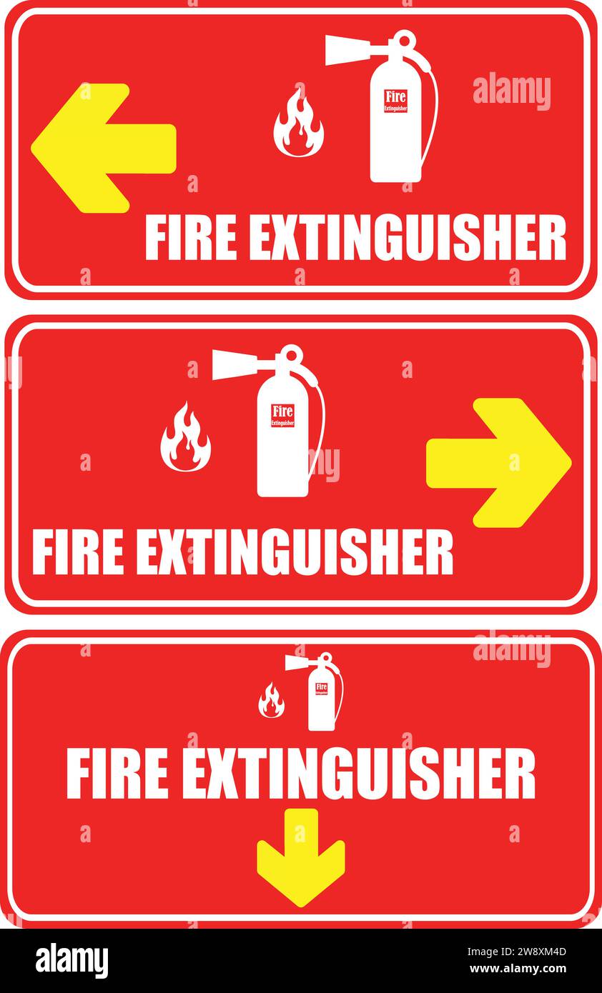 Collection of Fire indication icon | Fair Extinguisher Direction | Fire Extinguisher sign | Fire and Safety Stock Vector