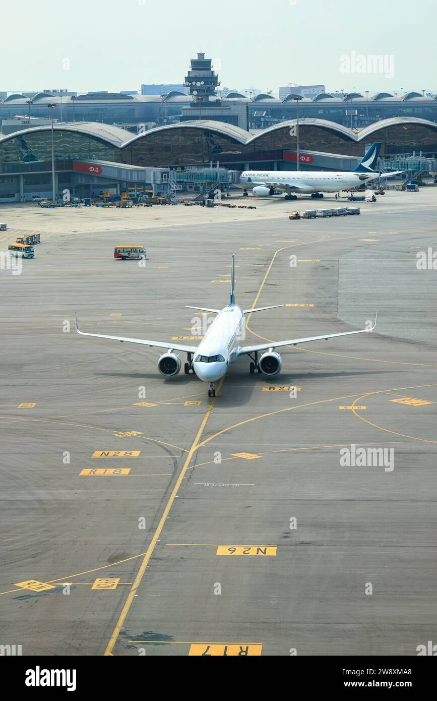 Cathay Pacific Airlines fleet Airbus A321neo operated at Hong Kong International Airport. Stock Photo