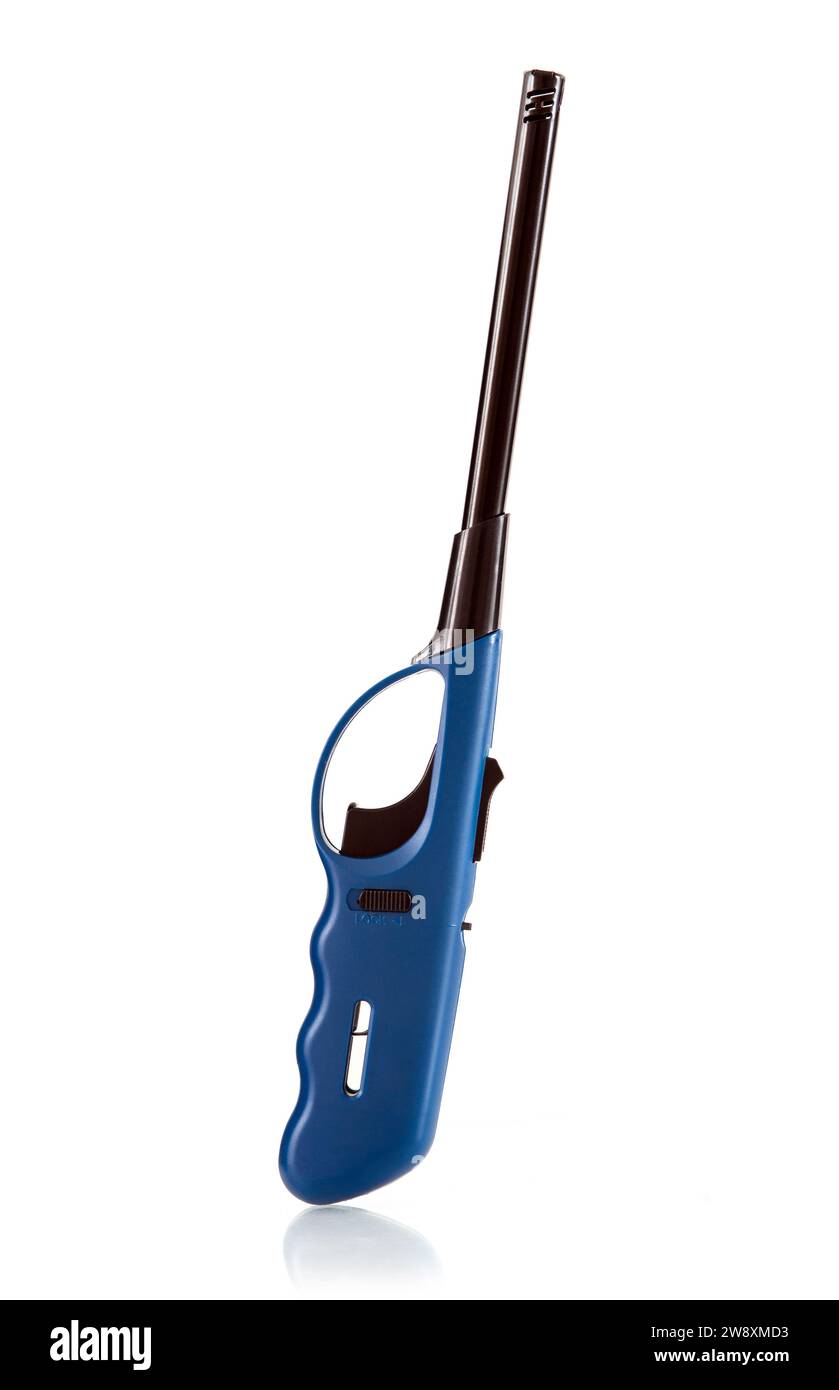 Blue gas lighter gun for gasstove and gaskitchen on white background