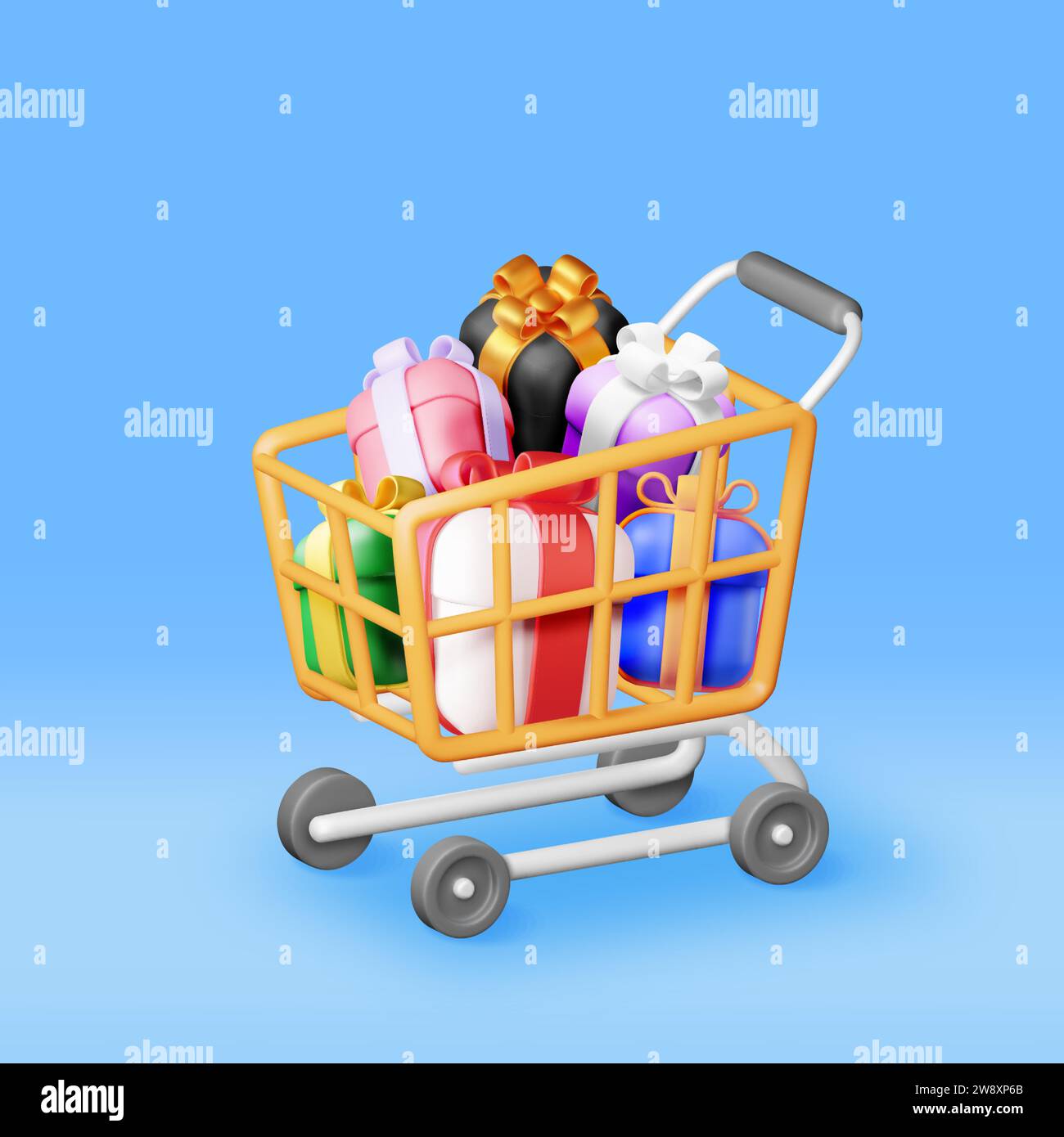 3D Metal Shopping Cart with Heap of Gift Boxes Stock Vector Image & Art ...