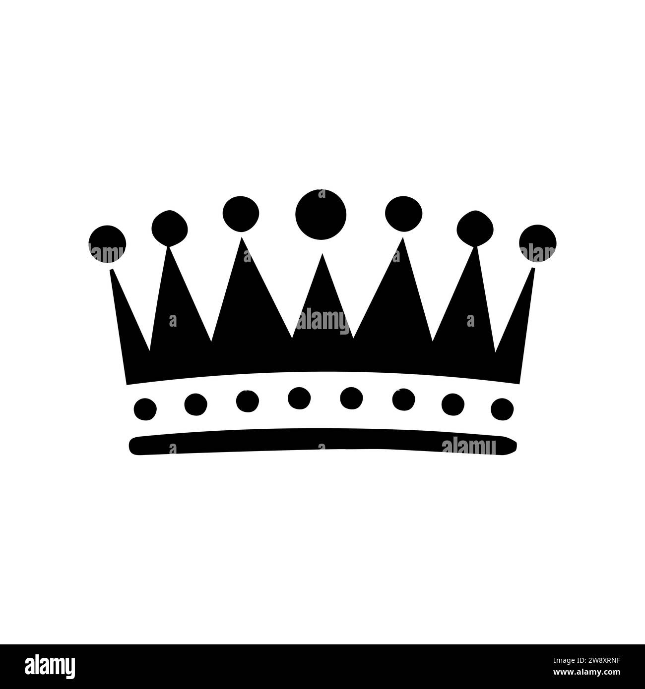 Crown Icon. Simple, black silhouette of royal crown. Vector illustration isolated on white background. Ideal for logos, emblems, insignia. Can be used in branding, web design. Stock Vector