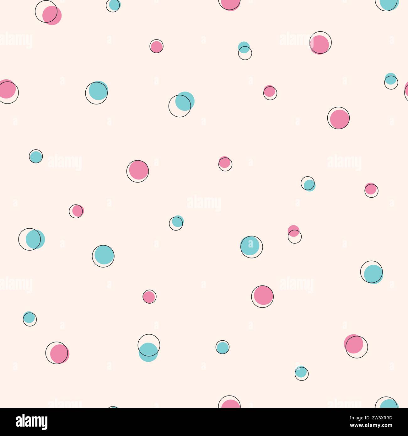 Simple blue and pink circles seamless pattern. Vector illustration Stock Vector