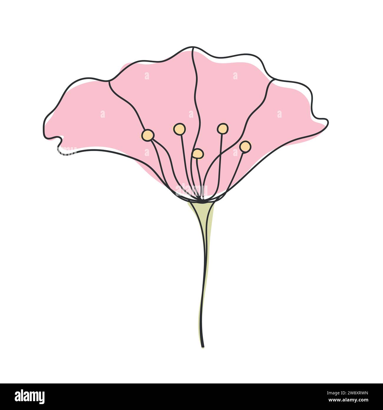 Floret Line drawn. Minimalist doodle flower. Vector illustration Stock