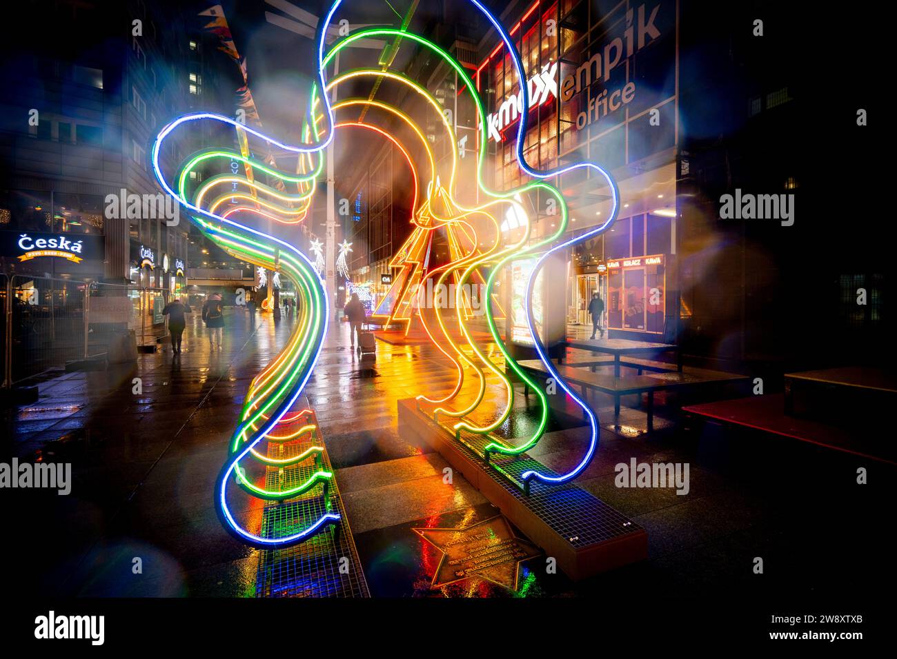 Warsaw, Poland. 22nd Dec, 2023. Colorful, illuminated Christmas