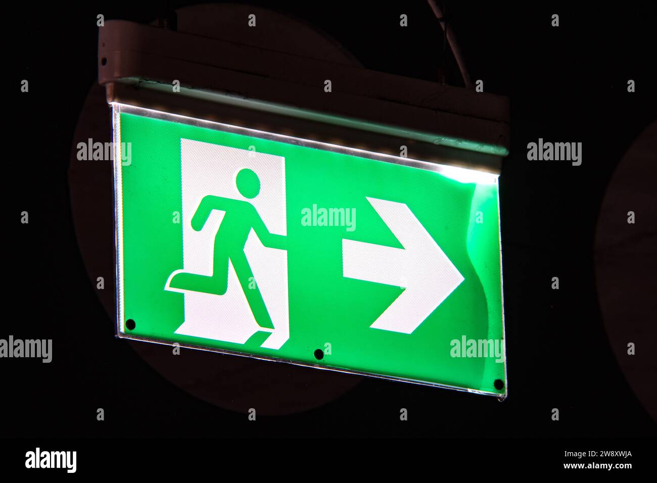 Hanging Fire Exit Sign Stock Photo Alamy