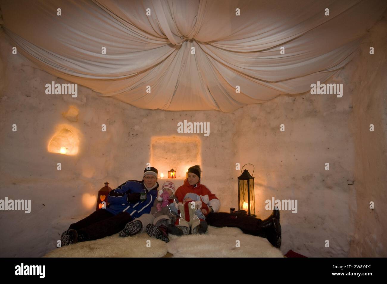 Eisiglu in Oberwiesenthal, The holiday park offers overnight stays in one of the most extraordinary forms! An unforgettable night in an igloo with Stock Photo
