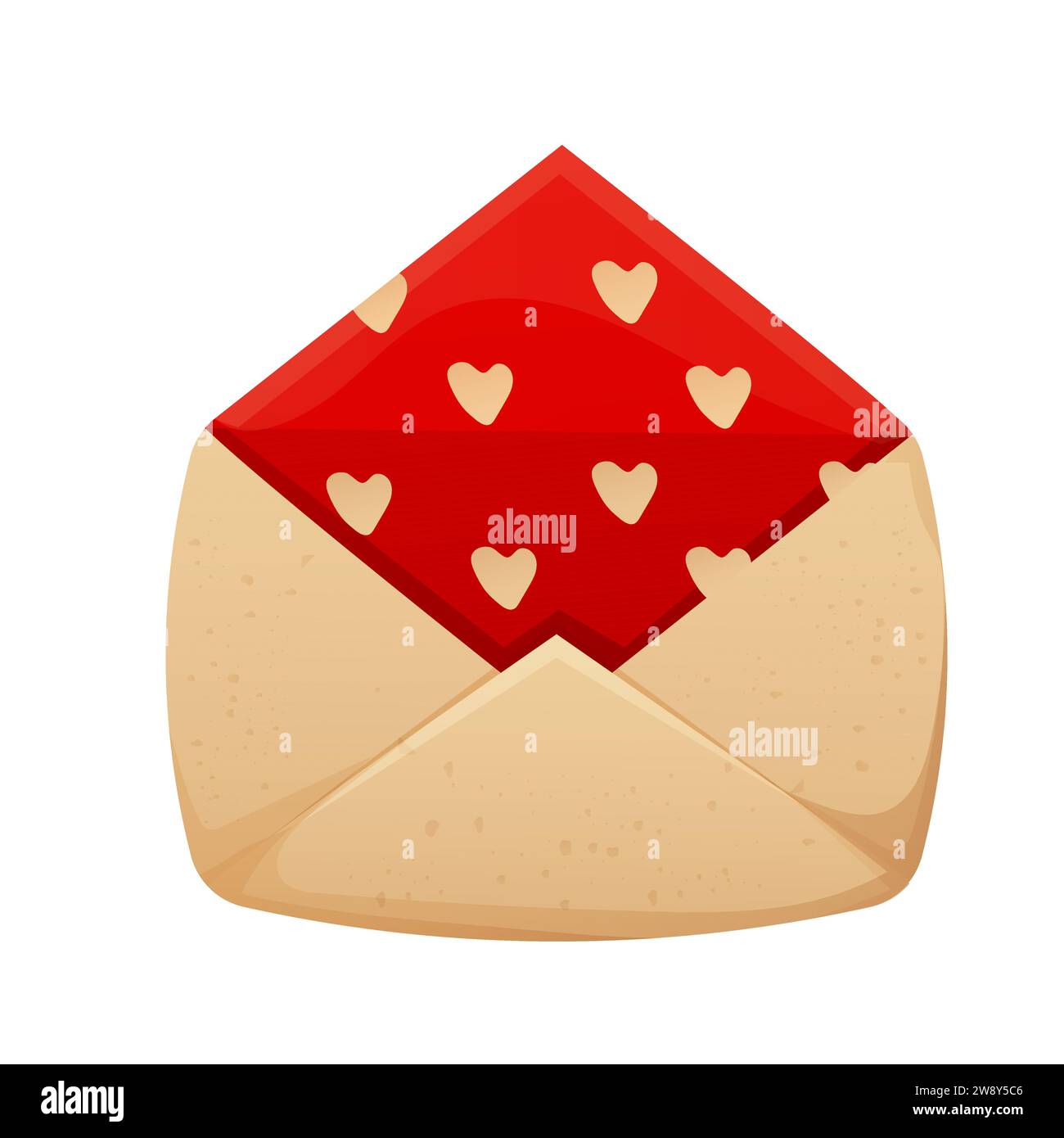 Envelope, love letter with wax seal heart shape rope in cartoon style