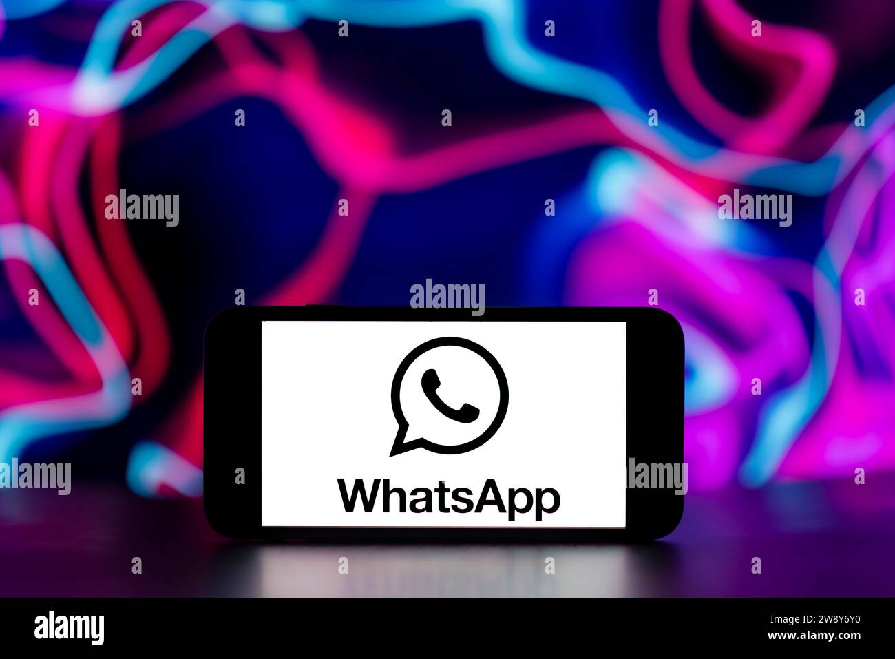 India. 22nd Dec, 2023. In this photo illustration, the whatsApp logo is seen displayed on a mobile phone screen. (Photo by Idrees Abbas/SOPA Images/Sipa USA) *** Strictly for editorial news purposes only *** Credit: Sipa USA/Alamy Live News Stock Photo