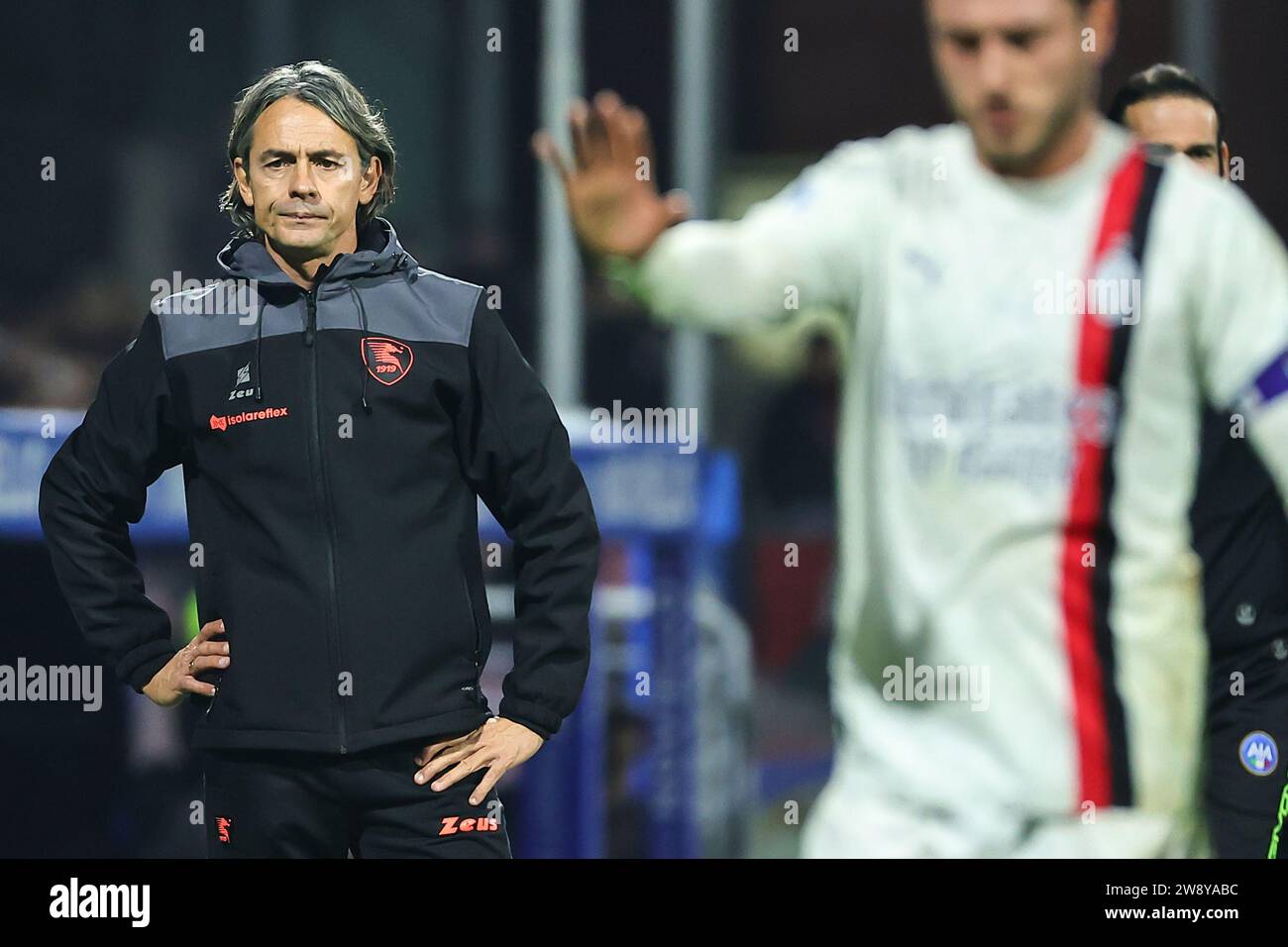 Salerno, Italy. 22nd Dec, 2023. Filippo Inzaghi, head coach of US Salernitana looks on during the Serie A football match between US Salernitana and AC Milan at Arechi stadium in Salerno (Italy), December 22nd, 2023. Credit: Insidefoto di andrea staccioli/Alamy Live News Stock Photo