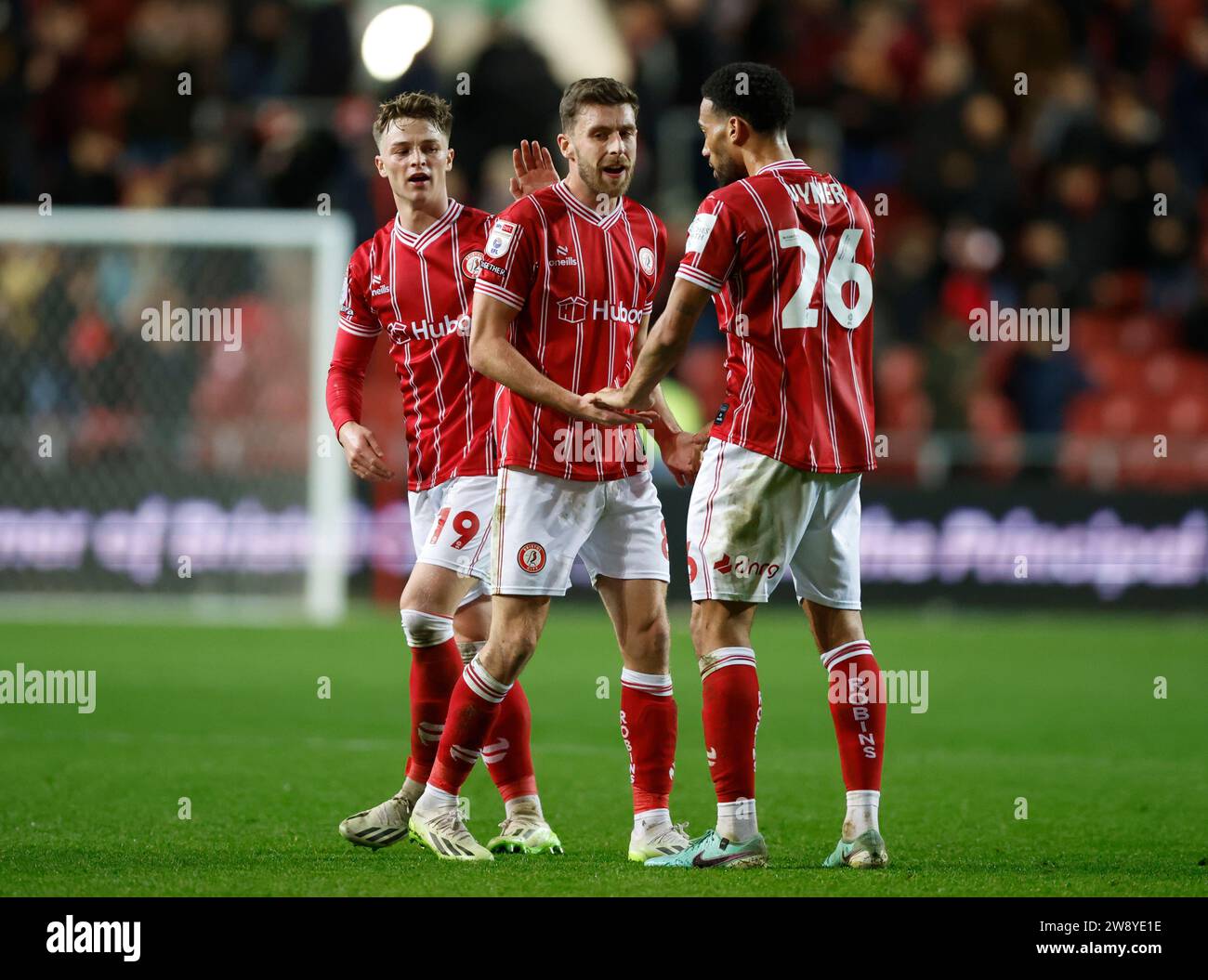 Bristol City's Harry Cornick (left) Joe Williams (centre) and Zak Vyner ...