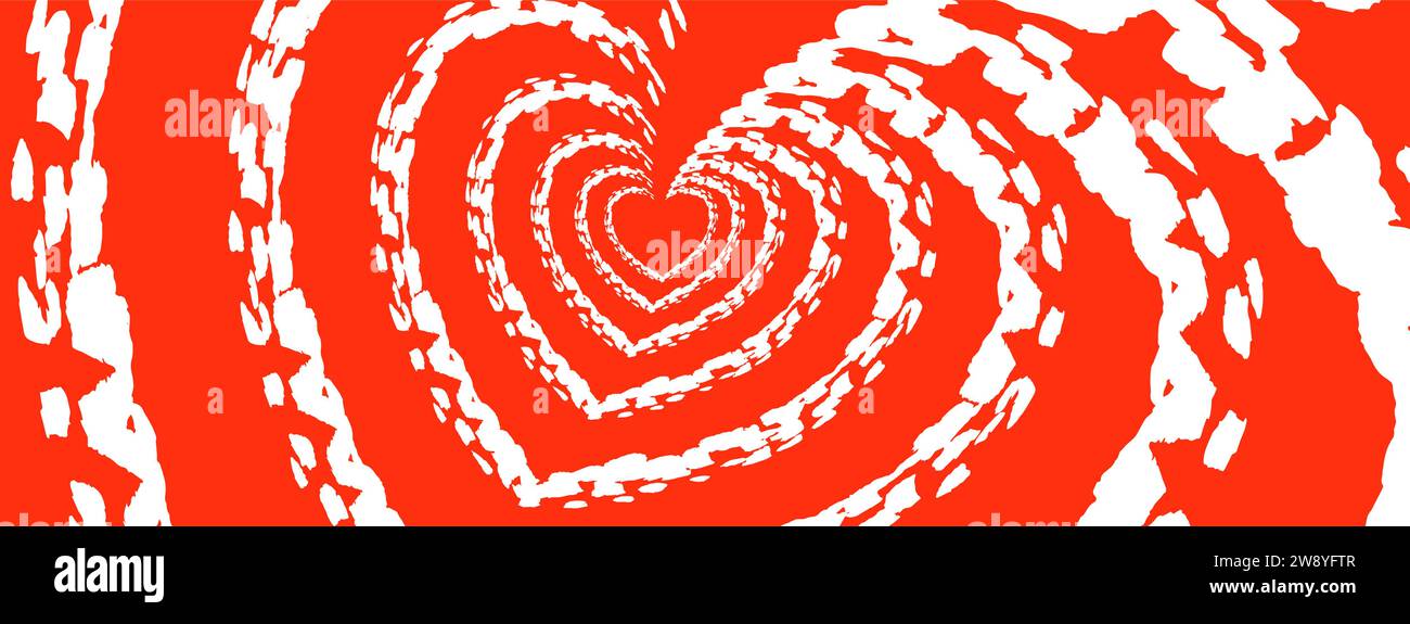 background hearts with brush texture on red background Stock Vector