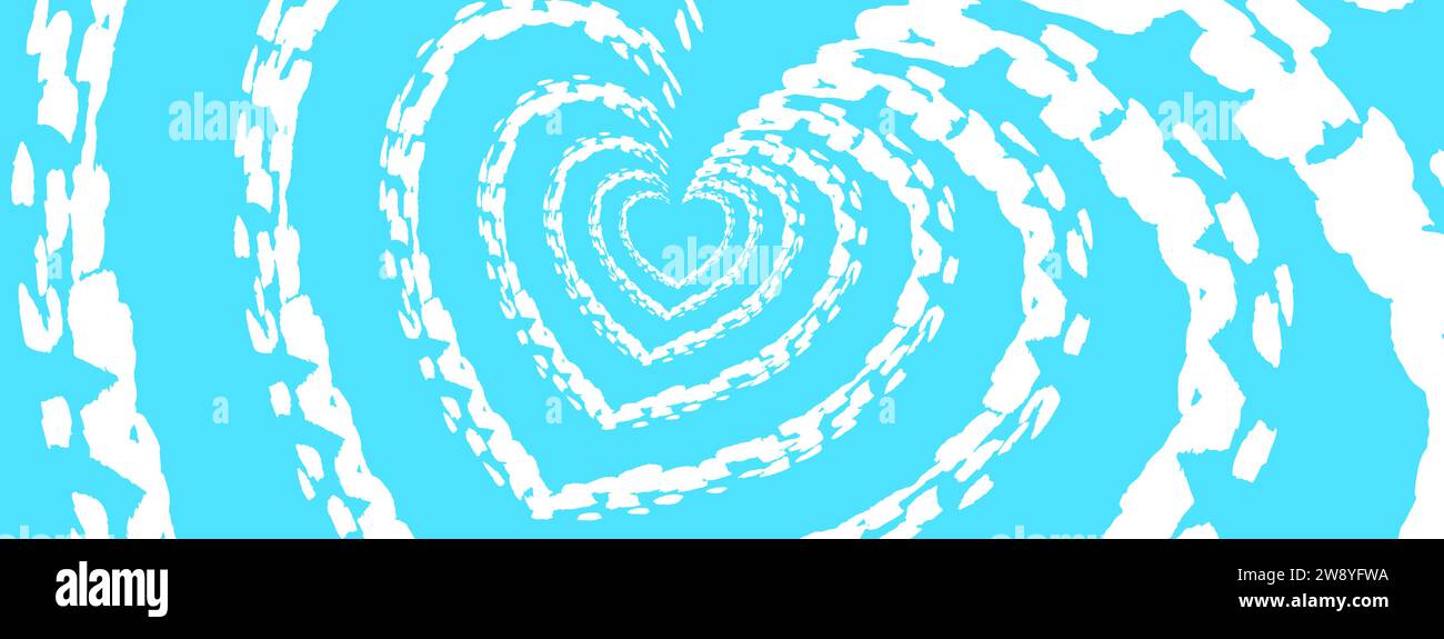 background hearts with brush texture on blue background Stock Vector