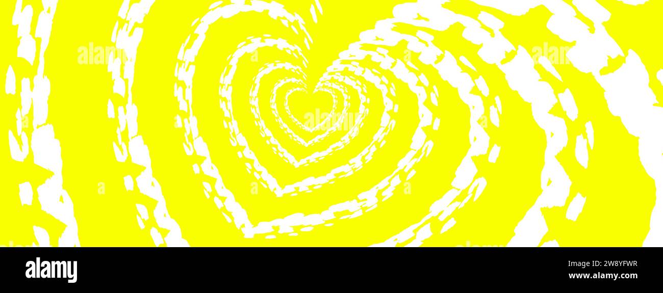background hearts with brush texture on yellow background Stock Vector