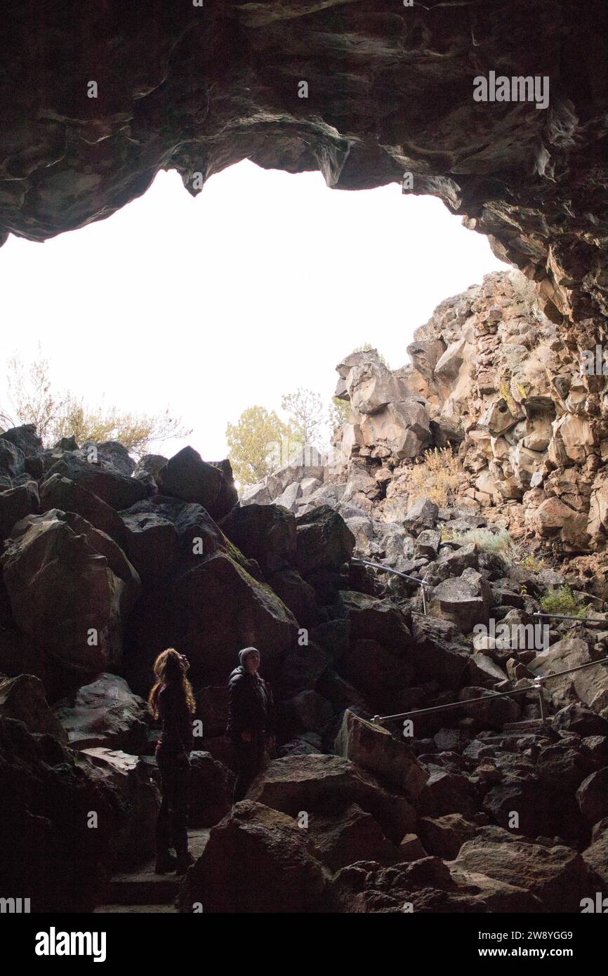 Lava tube cave in Lava Beds National Park, California, USA Stock Photo