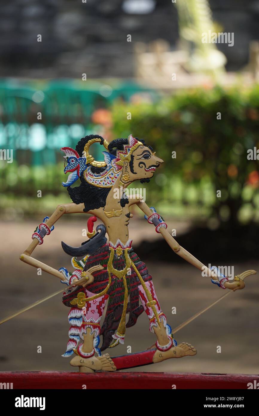 Shadow puppet show (wayang krucil). Wayang krucil is a wayang originating from Kediri, East Java Stock Photo