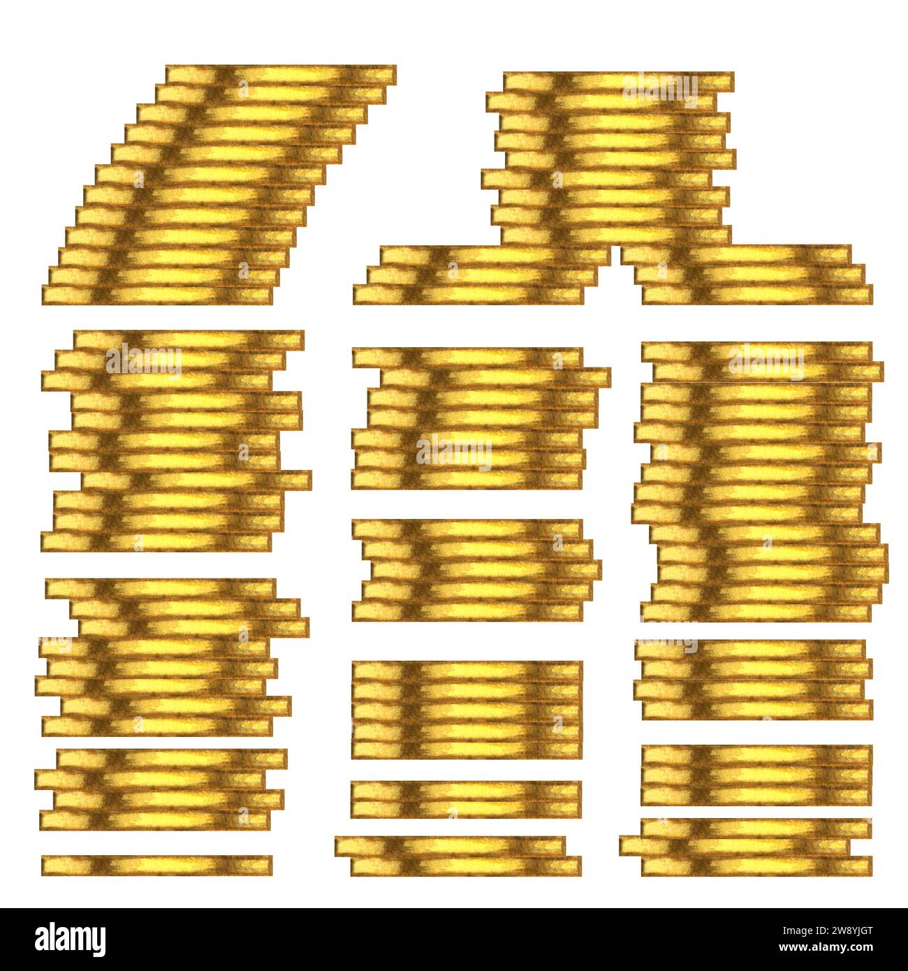 Watercolor gold magic coins with four leaf clover design with metallic ...