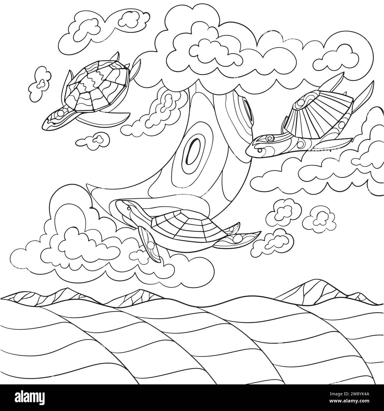 Turtles In The Sky Line Art Design Stock Vector Image Art Alamy turtles-in-the-sky-line-art-design-stock-vector-image-art-alamy