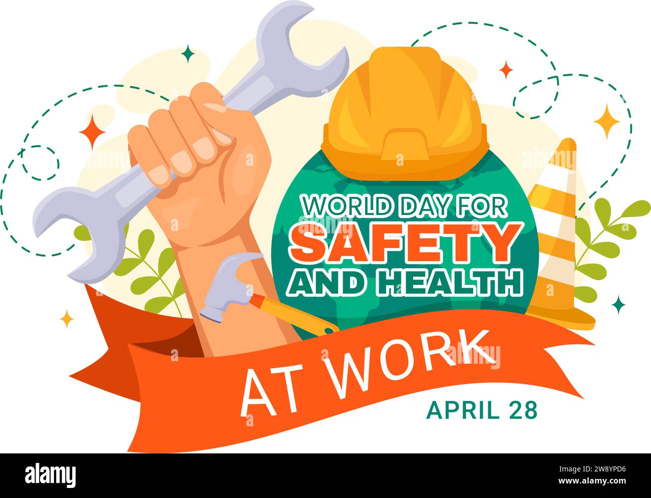 World Day for Safety and Health at Work Vector Illustration on April 28