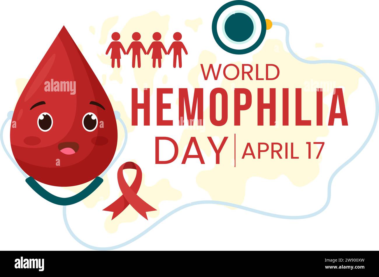 World Hemophilia Day Vector Illustration on April 17 with Red Bleeding
