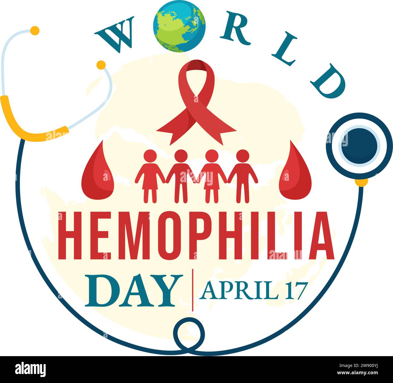 World Hemophilia Day Vector Illustration on April 17 with Red Bleeding