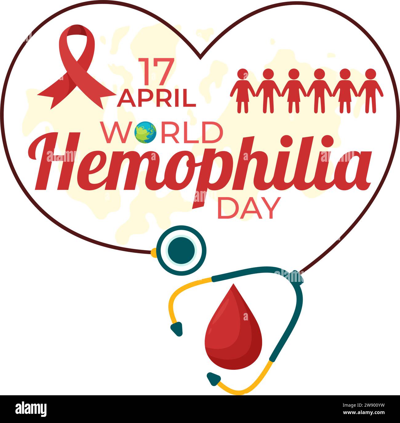 World Hemophilia Day Vector Illustration on April 17 with Red Bleeding