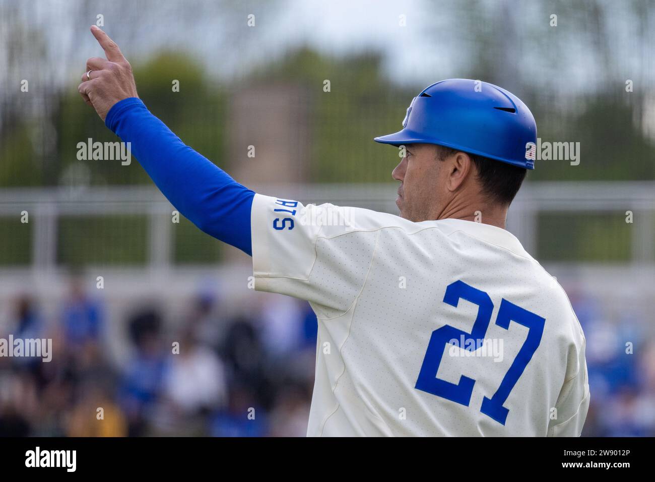 Kentucky Wildcats Head Coach Nick Mingione Stands On The Field During kentucky-wildcats-head-coach-nick-mingione-stands-on-the-field-during