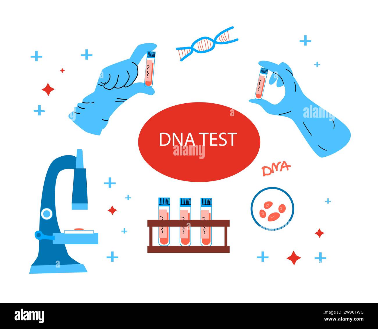 DNA test background with saliva or blood of peope. Vector illustration ...