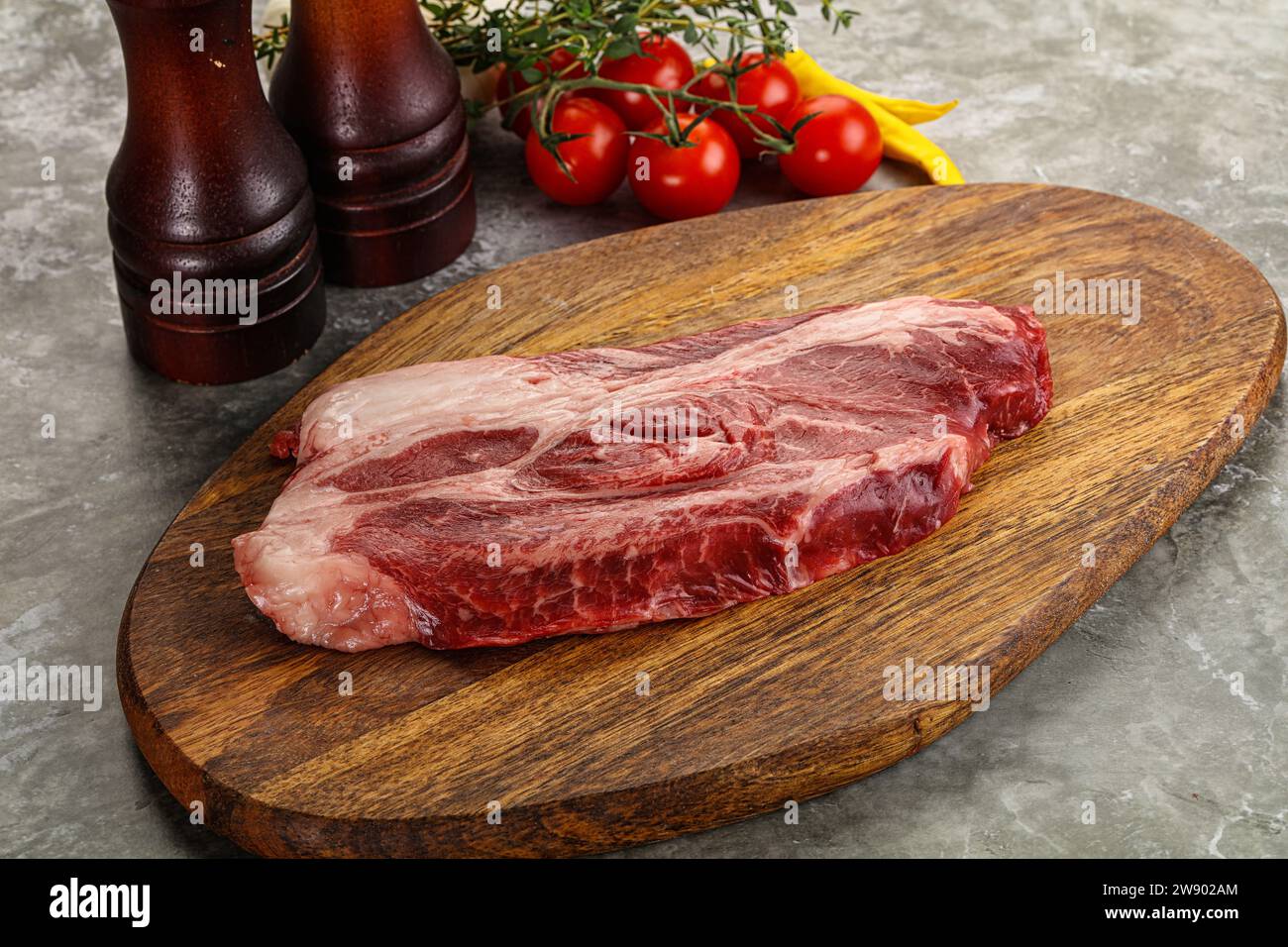 Raw beef chuck roll steak for grill Stock Photo Alamy