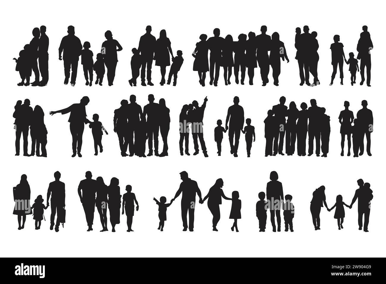 Family, Family Bundle, People , Family Silhouette, Family Love, Father and Children , Family Vector, Family Package Stock Vector