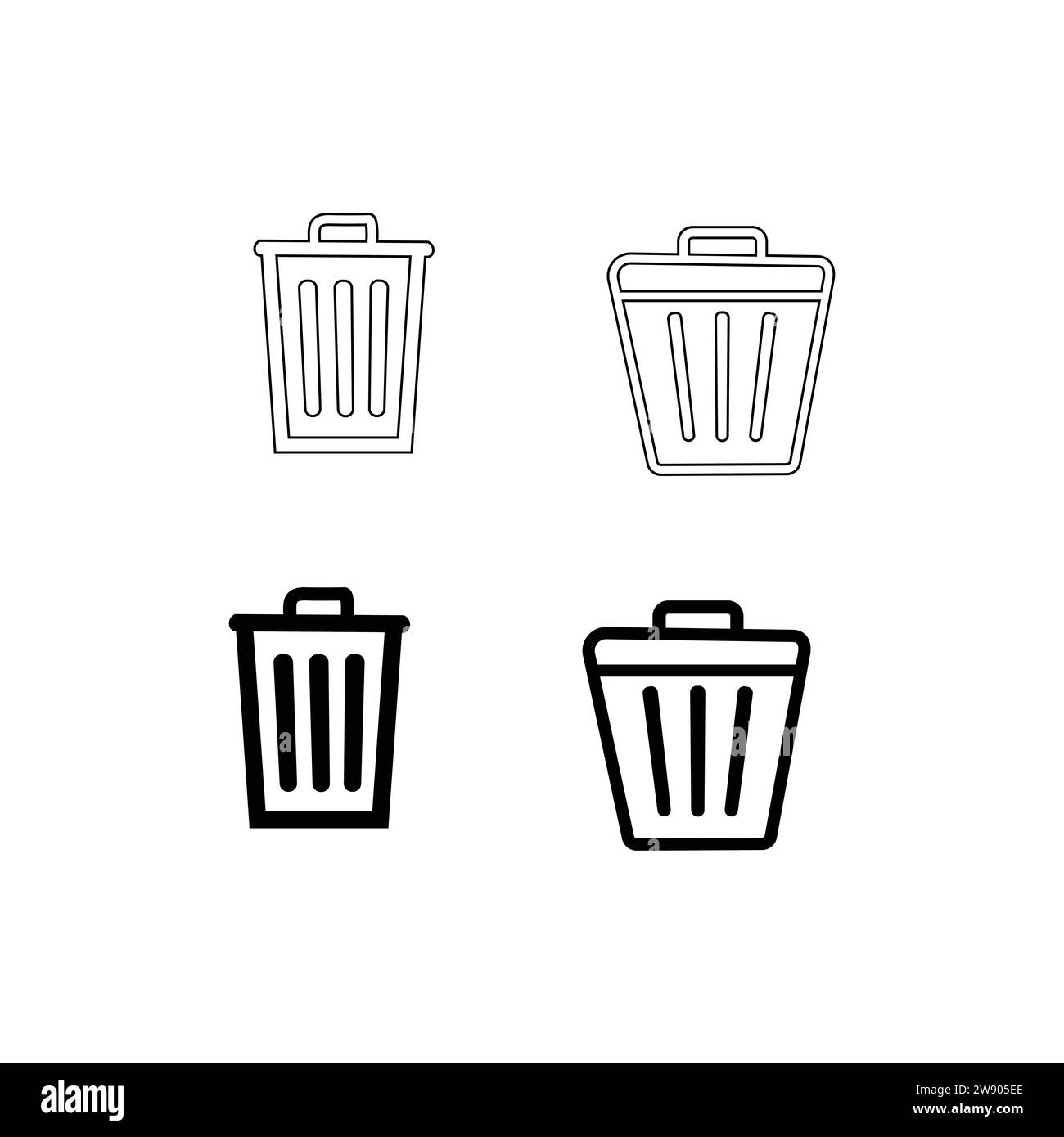 A Simple Line Drawing of Three Trash Cans Stock Vector