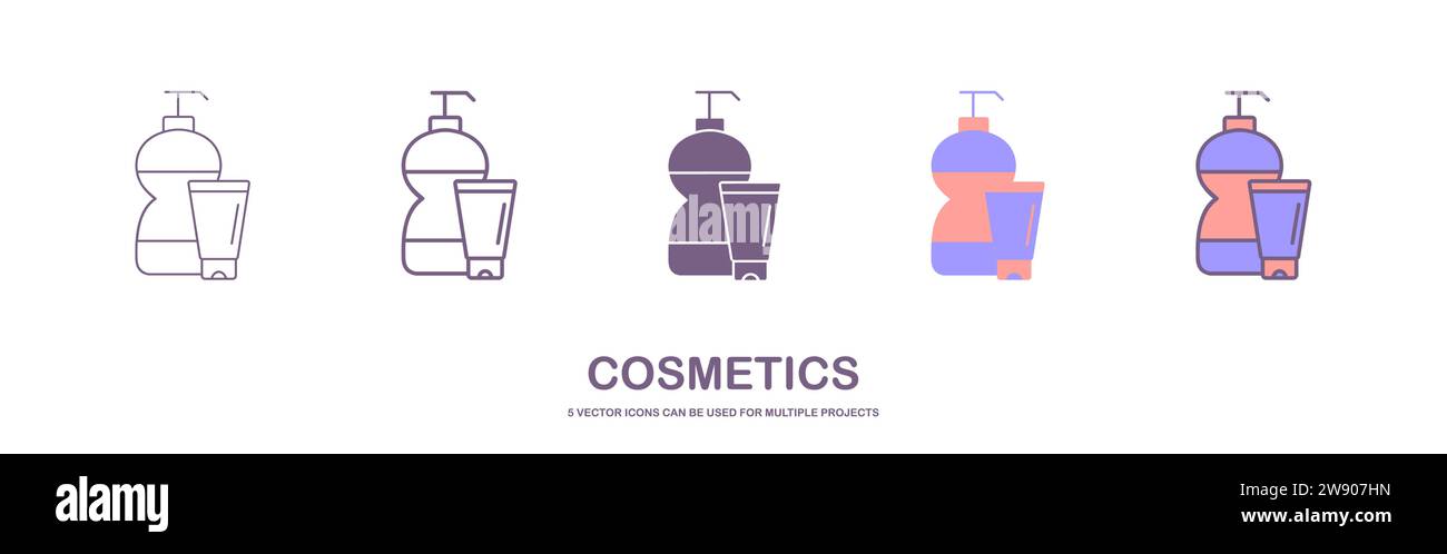 Cosmetic icons collection. Beauty, makeup, lotion, deodorant icon. Stock Vector