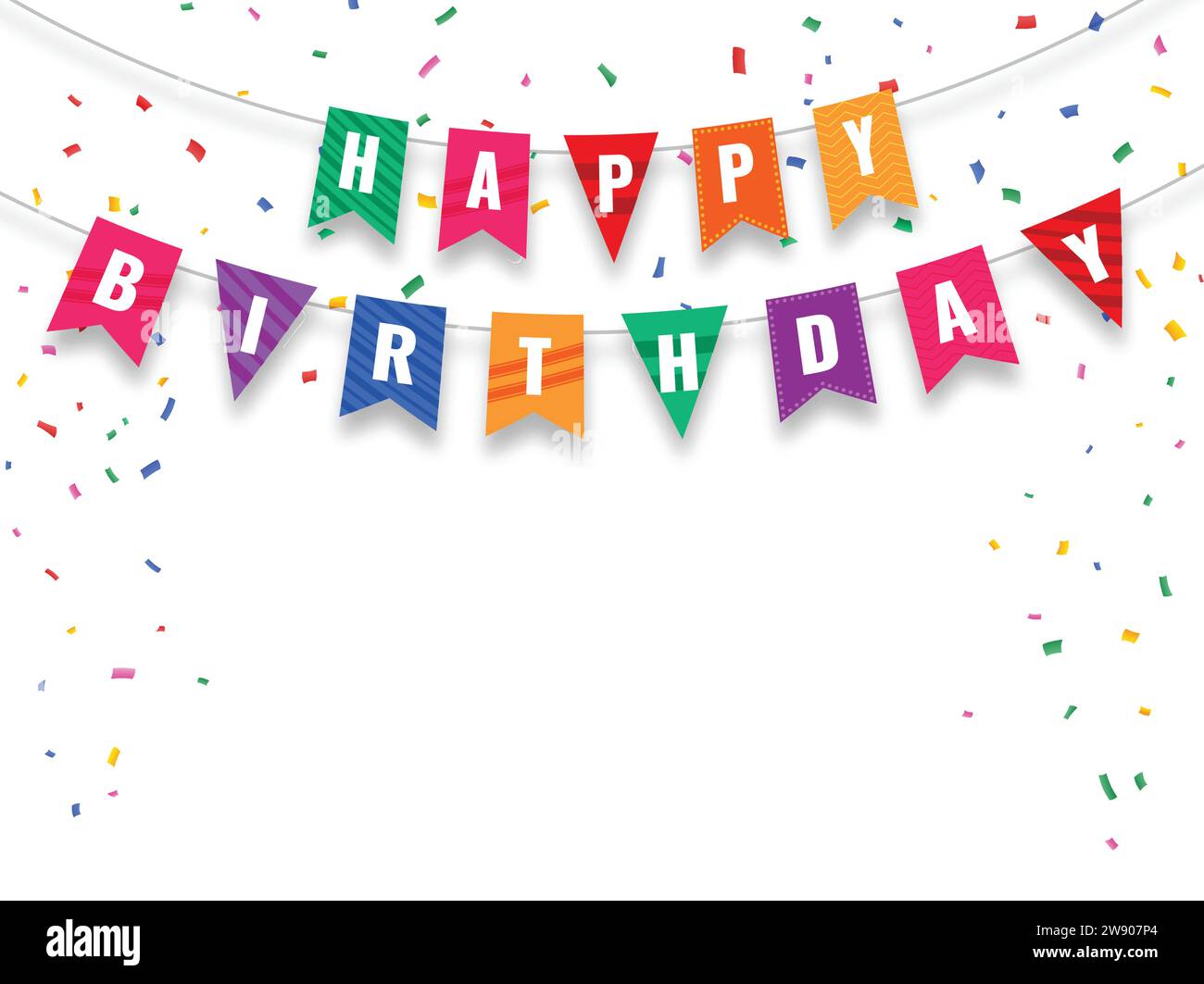 Happy birthday flags and confetti card Stock Vector Image & Art Alamy