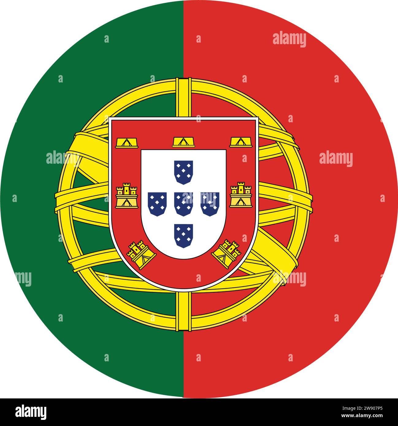 Portugal Flag Round Circle Icon Stock Vector Image Art Alamy