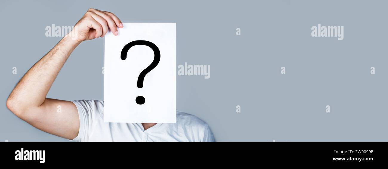 Question mark, symbol. Man with question mark. Anonymous man, of ...