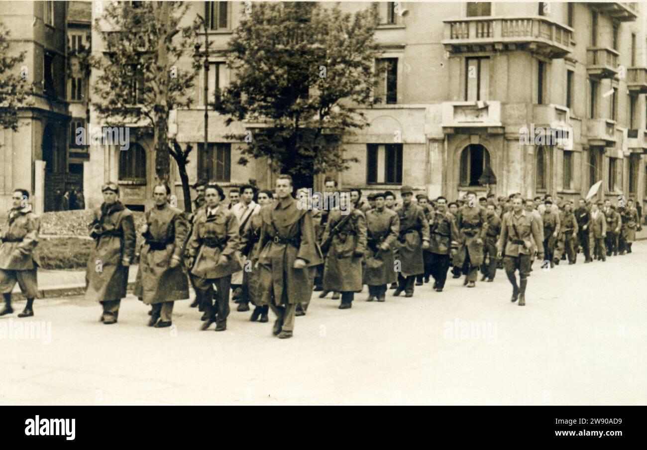 WW2 - 2WW , May, 1, 1945, liberation of Milan, Italy. Stock Photo