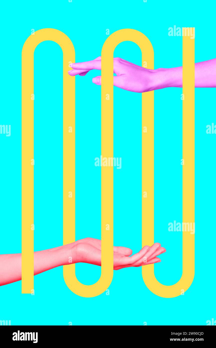 Creative abstract template graphics collage image of arms holding snake ...