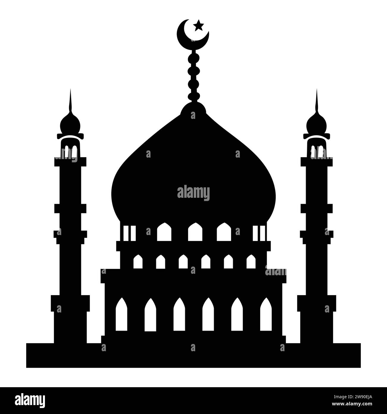 mosque silhouette set vector, design for Ramadhan kareem concept, isolated on white background Stock Vector