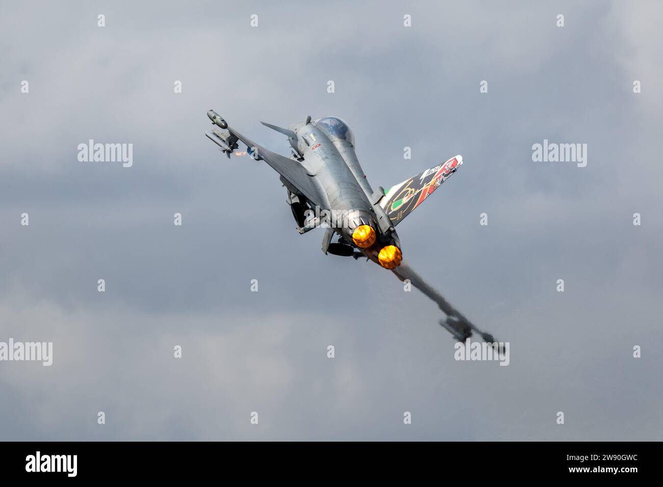 Italian Air Force - Eurofighter F-200A Typhoon, performing at The RIAT 2023 celebrating the centenary of the Italian Air Force. Stock Photo