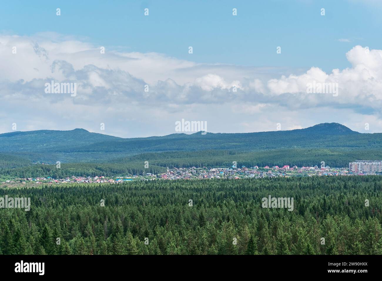 Mountain Uraltau ridge. Surroungings of city of Zlatoust, Southern Urals, Russia. Stock Photo