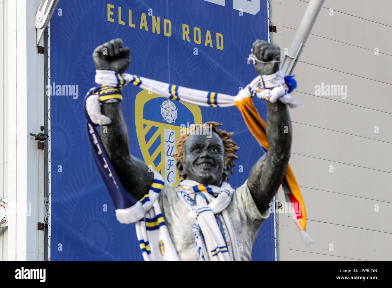 The Billy Bremner statue outside Elland Road Stadium ahead of the Sky