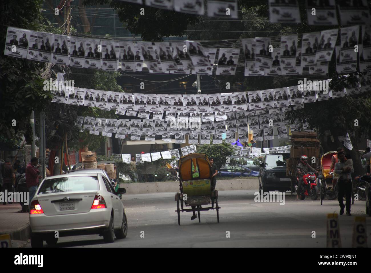Dhaka Bangladesh 23 December 2023,The election campaign for the 12th parliamentary elections has started. The roads are covered with posters of candid Stock Photo